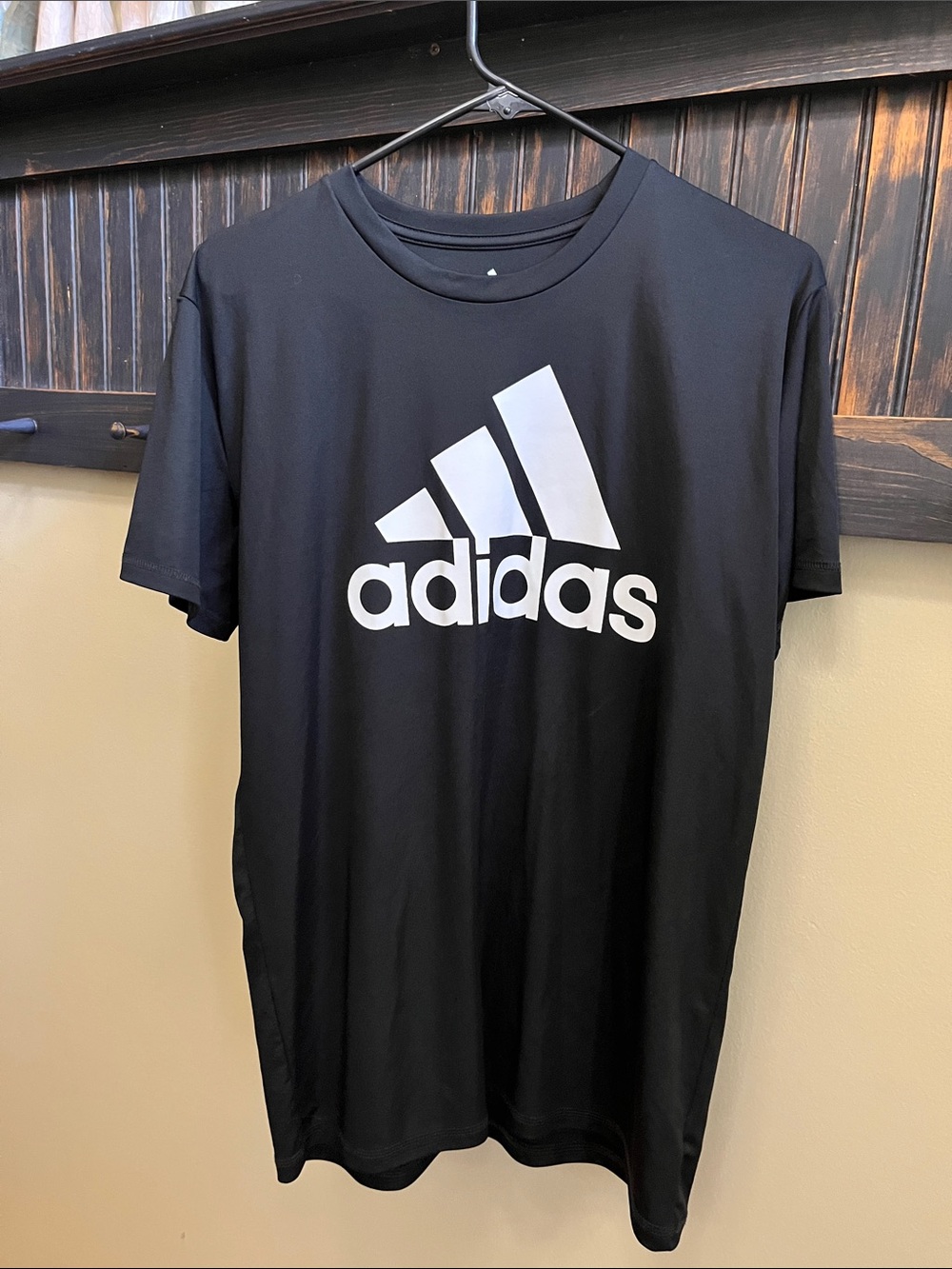 adidas Black Tee with Large White Logo